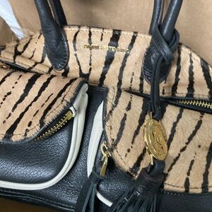 Aimee Kestenberg Lucy Convertible Leather Mini Satchel-Tiger Haircalf Rare.